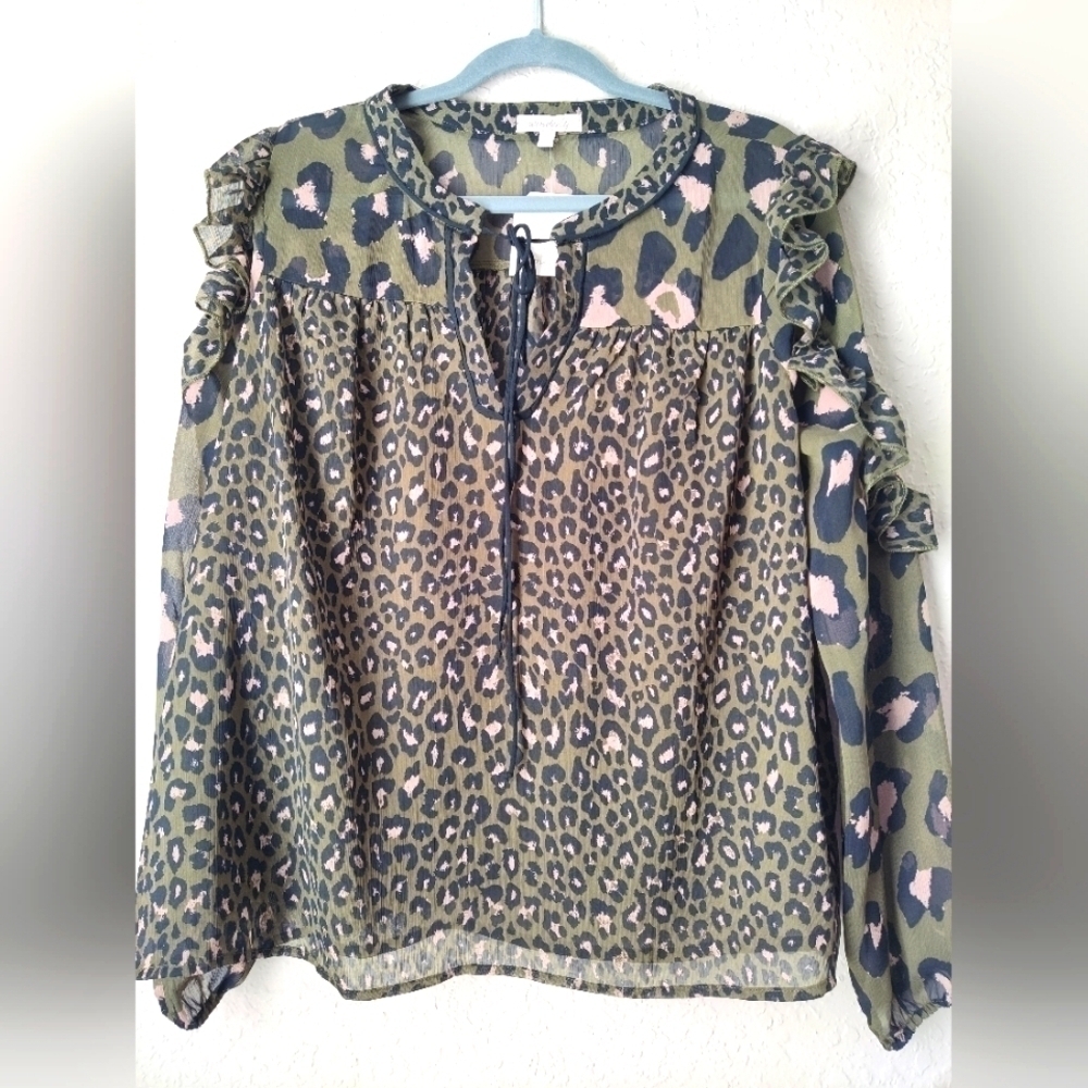 Wonderly Long Sleeves Animal Print Blouse Top Size L - Picture 1 of 8